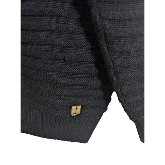 Armor Lux Wool Blend Pullover Sweater Mens M Black Button Up Mock Neck Ribbed - Picture 4 of 7